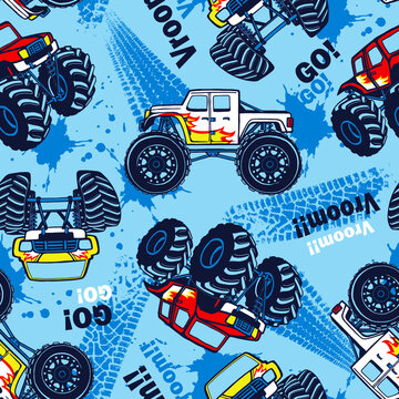 Monster truck cars seamless pattern © Marina Smorodinskaya
