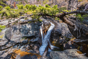 Small cascading waterfall in the woods