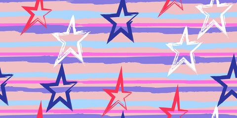 Grunge stripes with painted stars.