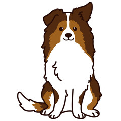 Outlined simple Shetland Sheepdog sitting in front view - obrazy, fototapety, plakaty
