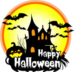 halloween background with pumpkin and bats