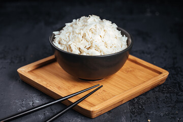 Cooked rice in bowl 