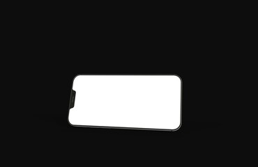 Realistic isometric black frameless smartphone mockup perspective 3d.