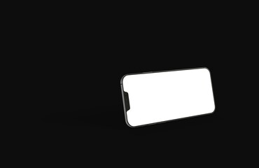 Realistic isometric black frameless smartphone mockup perspective 3d.