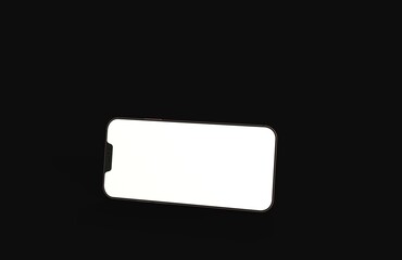 Realistic isometric black frameless smartphone mockup perspective 3d.