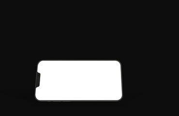 Realistic isometric black frameless smartphone mockup perspective 3d.