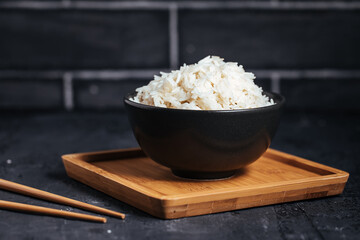 Cooked rice in bowl 