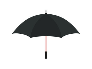 Open gray umbrella on white background