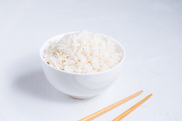 Cooked rice in bowl 