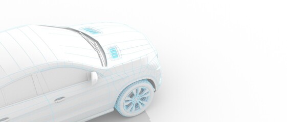Wireframe rendering of autonomous electric car