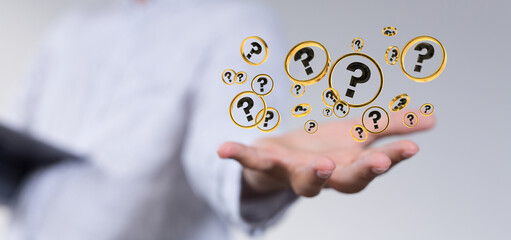 colored question marks background concept. 3D Rendering.