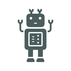Robotics, robot icon. Gray vector graphics.