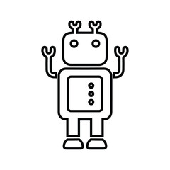 Robotics, robot icon. Gray vector graphics.