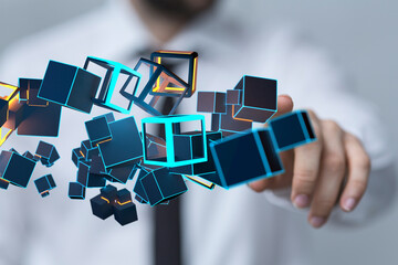 Big data and artificial intelligence concept. Machine learning and cyber mind domination