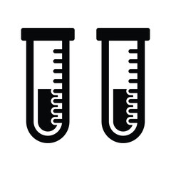 Test, tube, research icon. Black vector graphics.