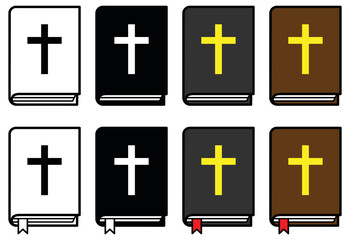 Fototapeta premium Bible Cover Clipart Set - Outline and Silhouette