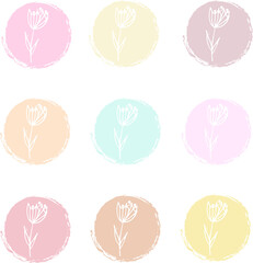 Floral social media coverts set vector. Flowers and abstract shapes Instagram highlights icons vector. Social media icons vector.

