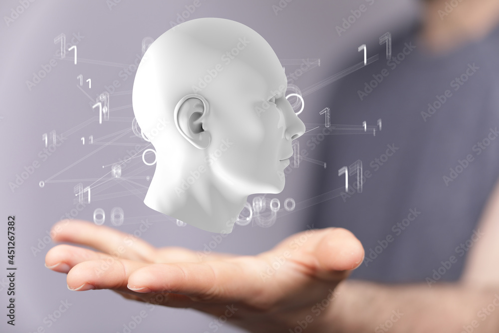 Poster Artificial intelligence. Technology web background. Virtual concept