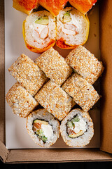 tasty sushi in the box, take away