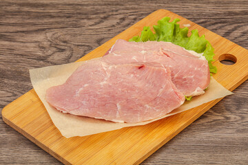Raw pork steak for cooking