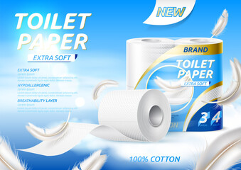 Vector realistic toilet paper roll package mockup