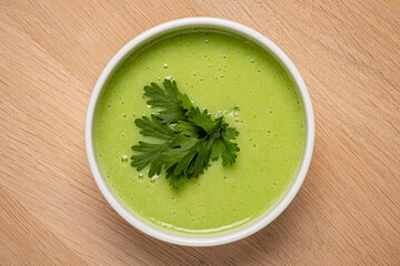cream soup on the wooden background