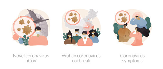 Covid outbreak abstract concept vector illustrations.