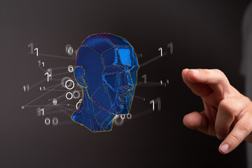 Human head and brain.Deep learning , Machine learning and artificial intelligence , AI Technology,