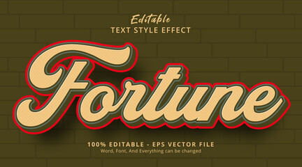 Editable text effect, Fortune text with vintage color combination effect