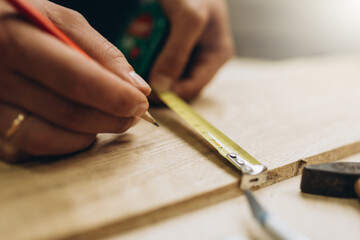 Woodworking carpenter furniture hand cuting.Man factory industry manufacturer, working workshop, maker construction. Skills artisan workshop factory