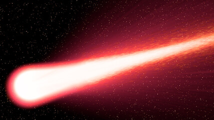 Red comet wallpaper. Space illustration. Comet background. © Александр Ковалёв