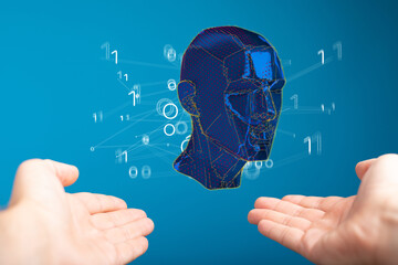 Human head and brain.Deep learning , Machine learning and artificial intelligence , AI Technology,