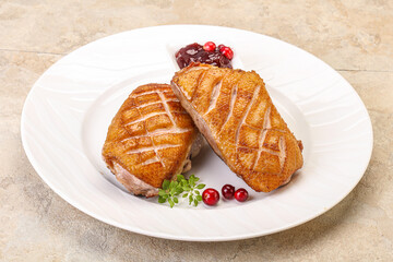 Roasted duck breast with sauce