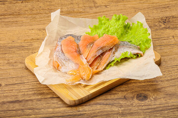 Sliced natural wild trout fillet