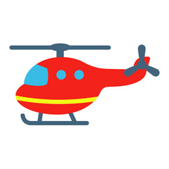 Cartoon toy rescue helicopter flat vector illustration.