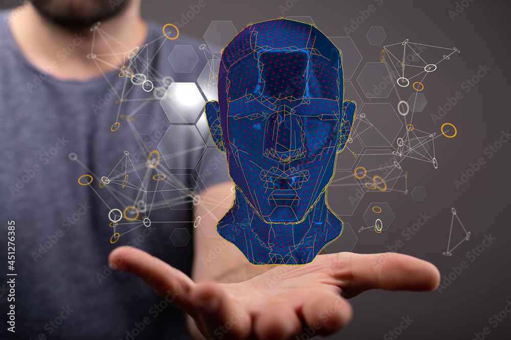 Poster human head and brain.deep learning , machine learning and artificial intelligence , ai technology,
