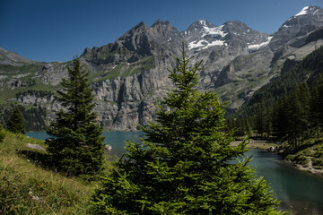 Landscape view of the Swiss Alpes, shot near Kandersteg, Bern, Switzerland