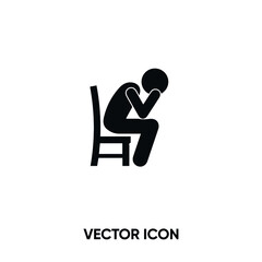 Depression  vector icon. Modern, simple flat vector illustration for website or mobile app.Lonely or sadness man symbol, logo illustration. Pixel perfect vector graphics	