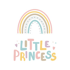 Little princess inspirational lettering card with rainbow