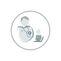 Medical icon depicting a doctor with a child. For the design of sites, applications.