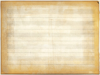 Old sheet music without music notes, isolated on white