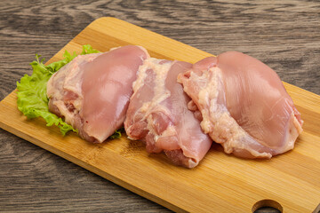 Raw chicken boneless and skinless leg