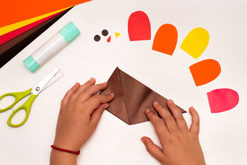 Step-by-step instructions for making DIY turkey corner bookmarks for Thanksgiving Day. Flat top...