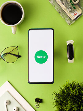 Assam, India - August 6, 2021 : Fiverr Logo On Phone Screen Stock Image.