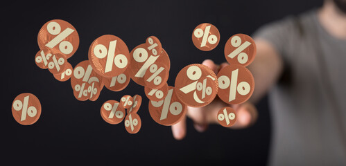 Percent sign 3d symbol modern in hand