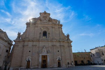 Fototapeta na wymiar The Church Basilica Pontificia Minore del Santissimo Rosario in the Town of Francavilla Fontana in the South of Italy