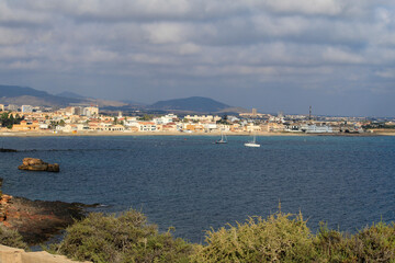 Fototapeta na wymiar Views of the coast of La Manga from Cabo de Palos lighthouse