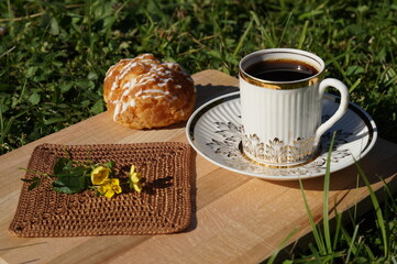 cup of coffee and cookies