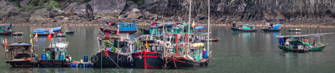 Fototapeta na wymiar Halong Bay fishing boats