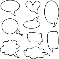 Vector bubbles speech set, great design for any purposes. Flat vector design. Cartoon vector illustration. Abstract art background vector. Speech bubble icon symbol. Doodle cartoon illustration.